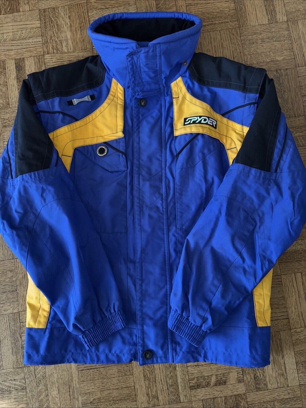 Vintage Spyder Mens XTL Ski Snowboard Jacket Vest Hooded Purple/Blue Yellow Sm